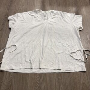 Lululemon Size 2 Side Tie V-Neck Tee White Short Sleeve Oversized NWOT